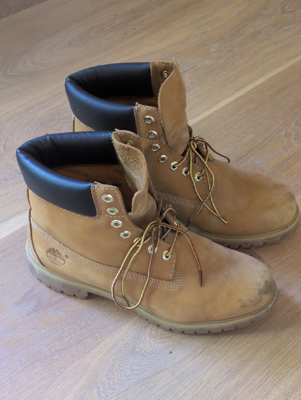 Timberland Wheat Nubuck Work Boots with Black Collar - Men's